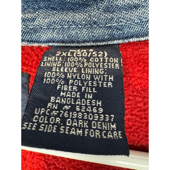 Vtg Puritan Mens Flannel Lined Denim Shirt Jacket Dark Wash Button Up Size 2XL - Picture 7 of 9